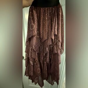 Free People Asymmetrical Brown Patterned Dress